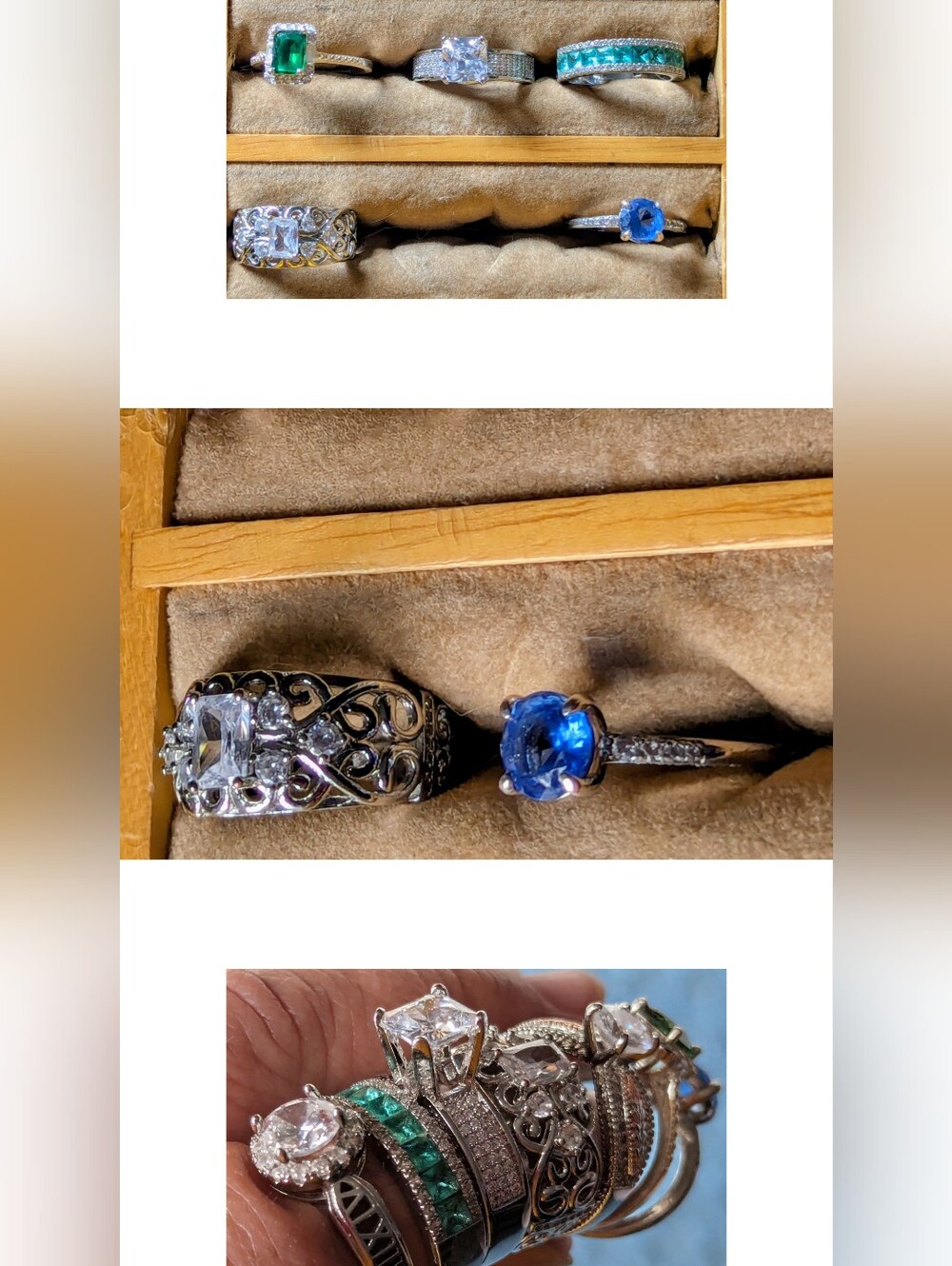 Lot Of 7 Gemstone Sterling Rings - Elegant Women's Jewelry size 8